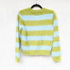 Compania Fantastica Fluffy Textured Knit Sweater in Green Striped Print, size S