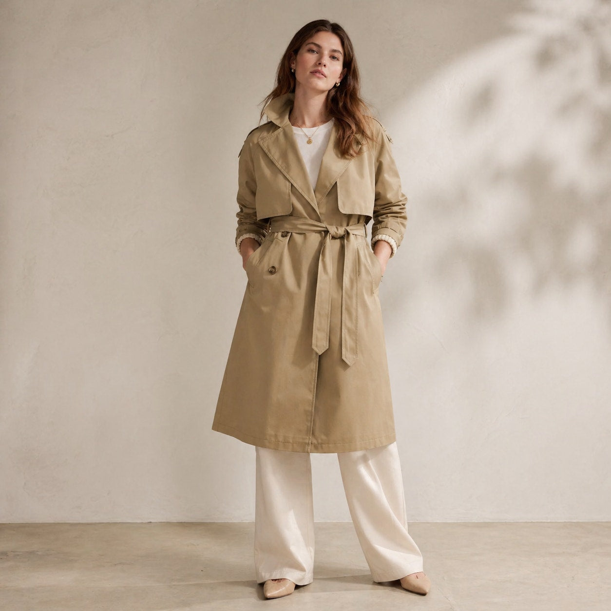 Banana Republic Essential/Timeless Double-breasted Trench Womens L Tan NWT