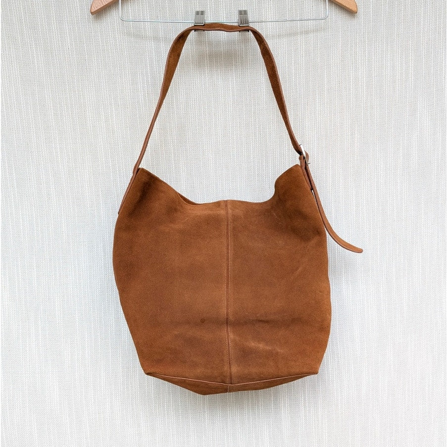 Mango MNG Bag Brown Leather Bucket Shoulder Adjustable Strap