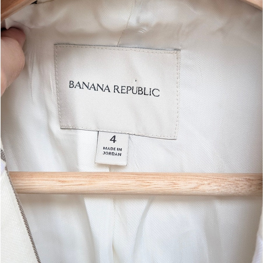 Banana Republic Alva Double-breasted Blazer Womens 4 Stipe Linen/Cotton 579142