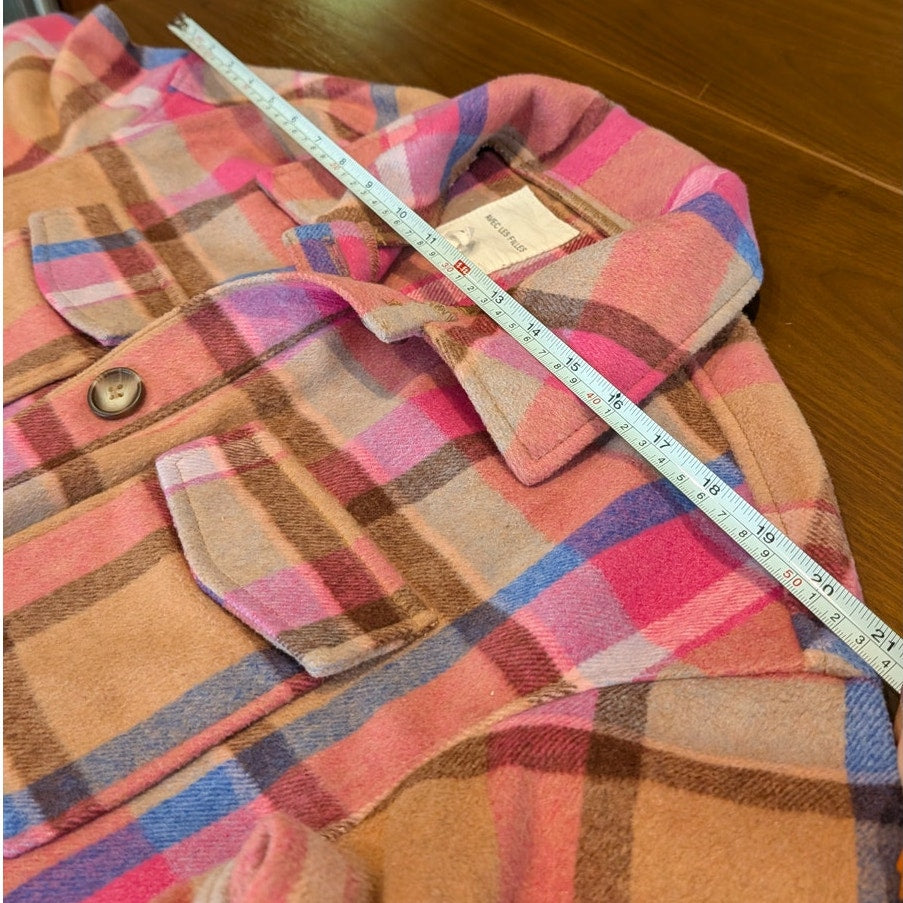 Anthropologie Avec Les Filles Ali Boxy Plaid Button Shirt Jacket Shacket, size S