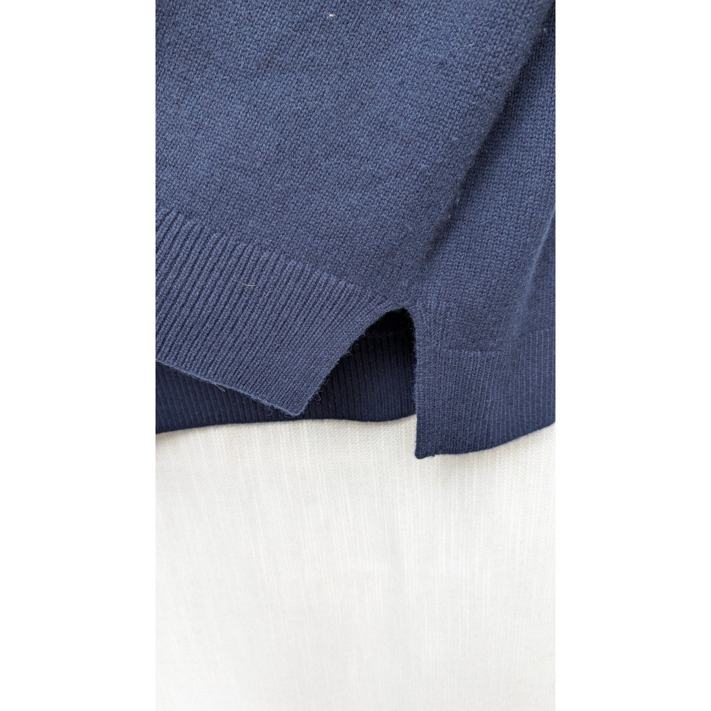 Nordstrom Wool & Cashmere Crewneck Sweater Womens M Navy Knit Long Sleeve