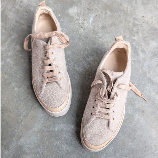 Max Mara Tunny Beige Textile/Leather Platform Sneakers, size EU37.5/US7.5