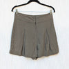 Just Bee Queen Dark Green High Waist Pleated Front Marlow Linen Shorts, size M