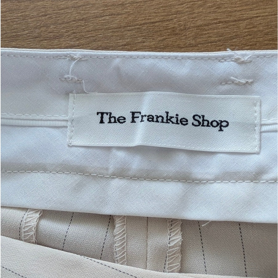 The Frankie Shop Tansy Pants Womens M Pleated Pinstriped Crepe Straight Wide Leg