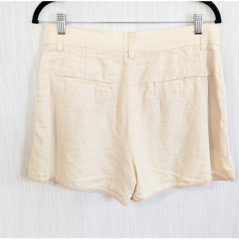 Reformation Cream Yellow Linen Pleated High Rise Shorts Size 8