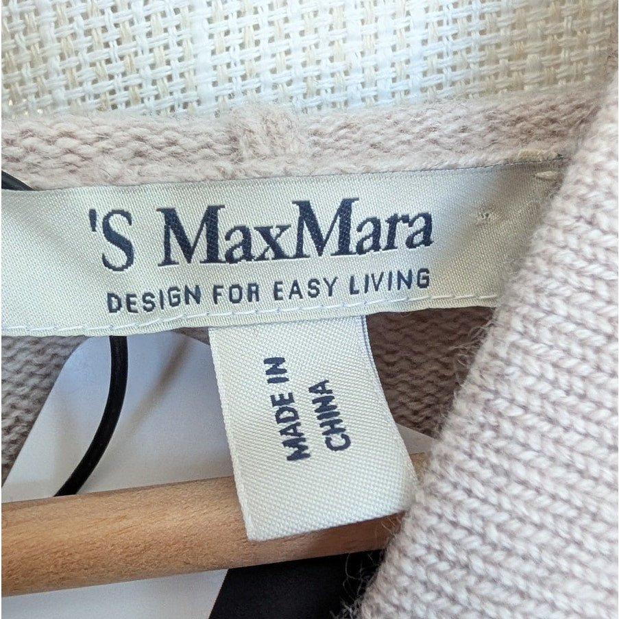 Max Mara Jack Wool Cashmere Dress Womens Beige Long Sleeve Hooded Midi