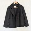 H&M HM Black Double-Breasted Short Peasant's Twill Jacket Pea Coat, size M
