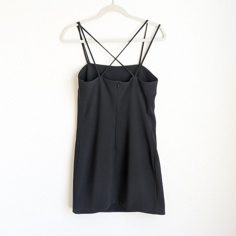 Zara Black Sleeveless Strappy Sheath Slit Mini Dress, size S