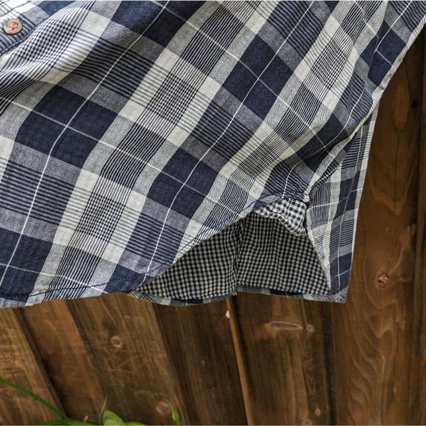Anthropologie Pilcro Plaid White/Blue Oversized Shirt, Size XS/S
