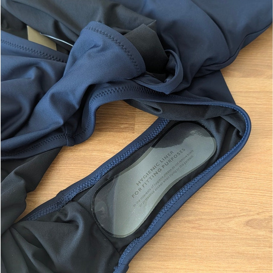 J.Crew Cross-back Bandeau One-piece Swimsuit H8252 Womens 8 Navy NWT