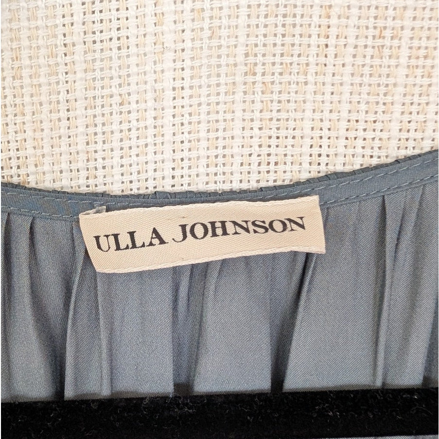 Ulla Johnson Claudia Midi Dress Womens 2 Slate Blue Pleated Tiered V-neck