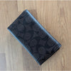 Coach Wallet Unisex Signature Black/Brown Leather Card Holder Tech Phone Wallet