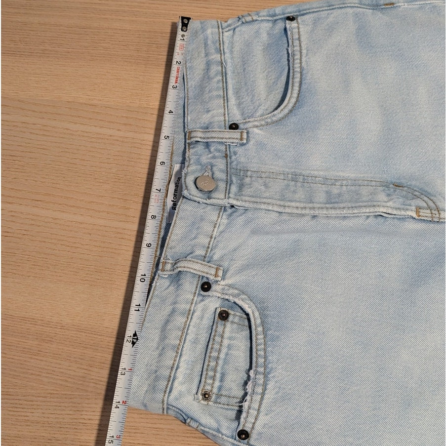 Reformation Cynthia Patch Denim High Rise Straight Ankle Jeans, size 27
