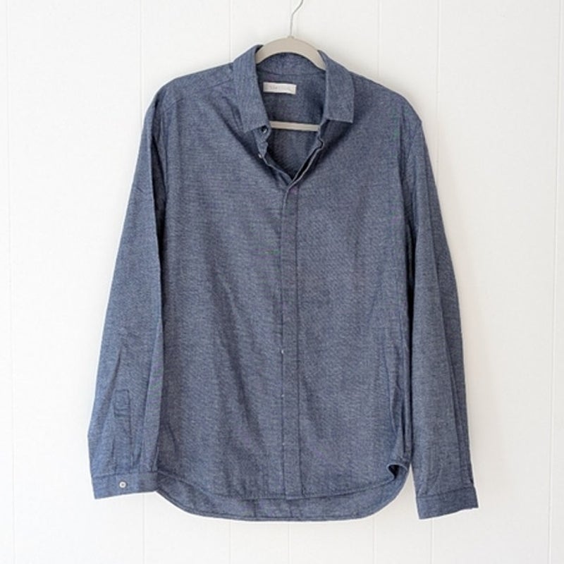 NWOT Richard Nicoll Soft Cotton Blue Button Down Hidden Placket Shirt, size L/40