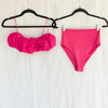 Zara Balloon Swim Bikini Set Womens M Ruffle Sleeveless Top & High Waist Bottoms