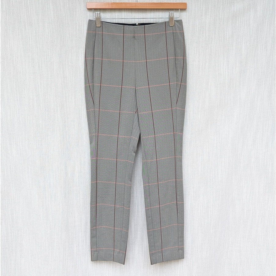Rag & Bone Simone Striped Check Casual Slim Fit Mid-rise Ankle Pants, size 4