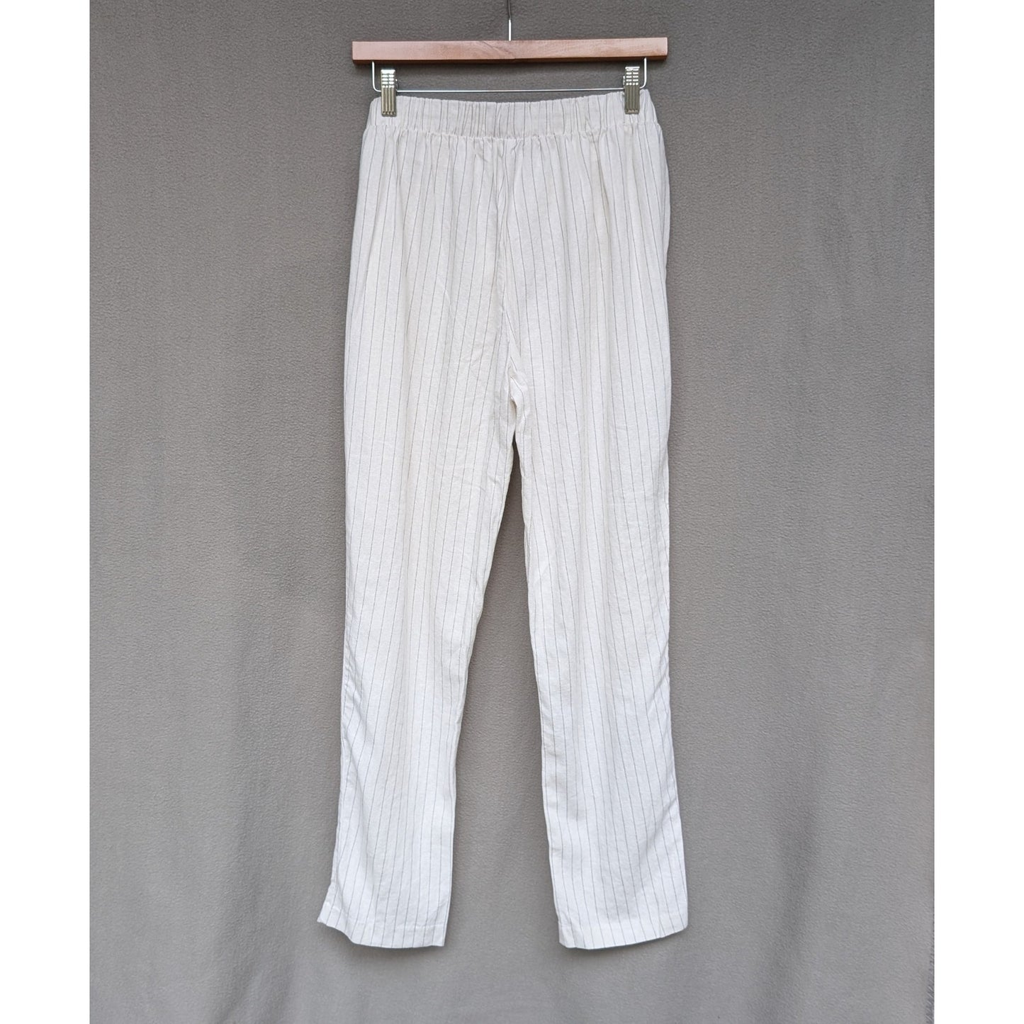 NWT Have LA Paper Bag Linen Blend Off-white Striped Pants, size L