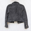 SL8 Blank NYC Gray Suede Leather Moto Biker Full Zip Long Sleeve Cropped Jacket, size XS