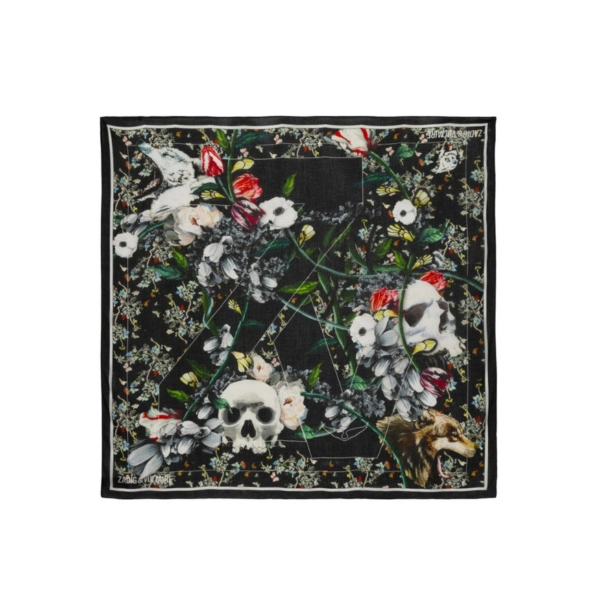Zadig & Voltaire Floral Skull 100% Silk Scarf