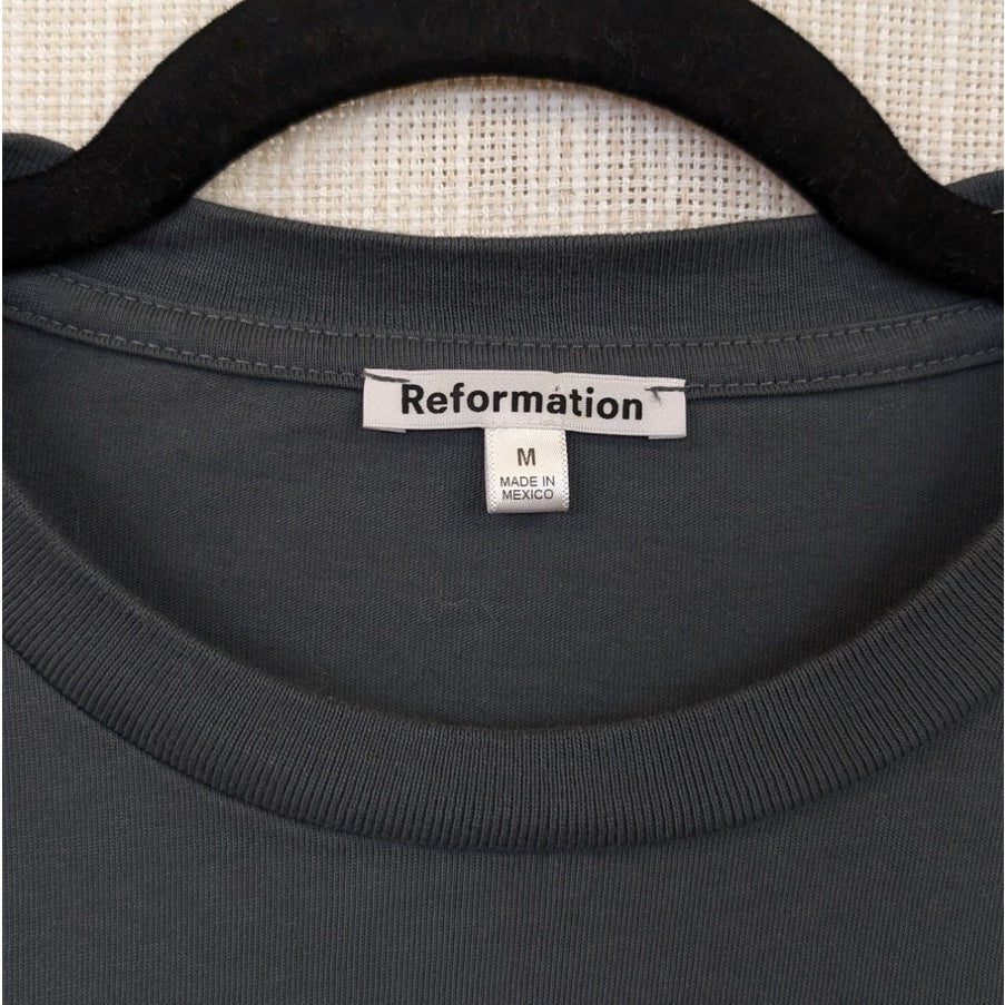 Reformation Organic Cotton Crew Neck T-Shirt Blueish Gray Size M