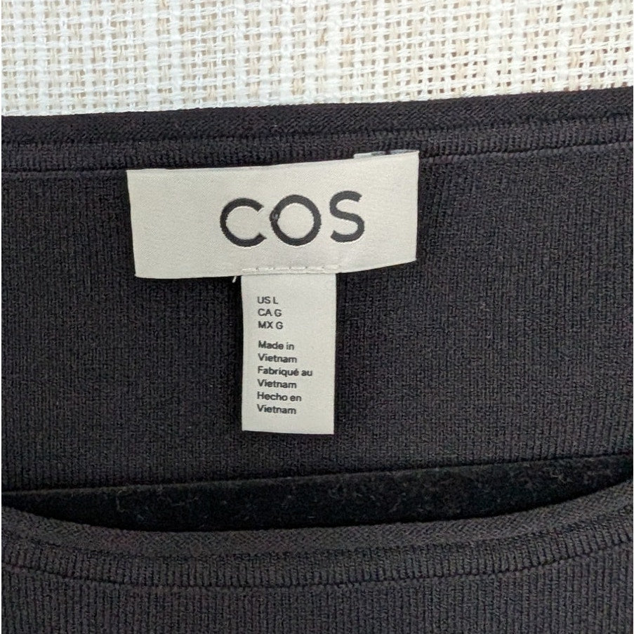 COS Tubular Knit Tank Top Womens L Black Sleeveless Jersey Slim Fit