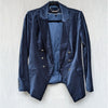 White House Black Market Double-Breasted Velvet Blazer Womens 4 Navy Long Sleeve