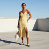 Rag & Bone T-back Floral-print Slip Midi Dress In Yellow, size 6
