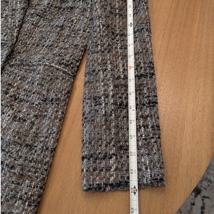 Massimo Dutti Wool Blend Blazer 6081/681/802 Womens 8 Gray/Brown Textured Weave