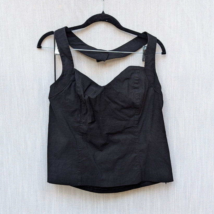 Maeve Anthropologie Top Womens XL Black Halter Linen Blend Structured Corset NWT