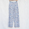 Zara Pants Womens XS BLue Floral Print Linen Blend High-rise Wide Leg Full