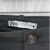 Zara Pants Womens XS Full Length Trousers Black Pleated Straight Leg Ankle Slit
