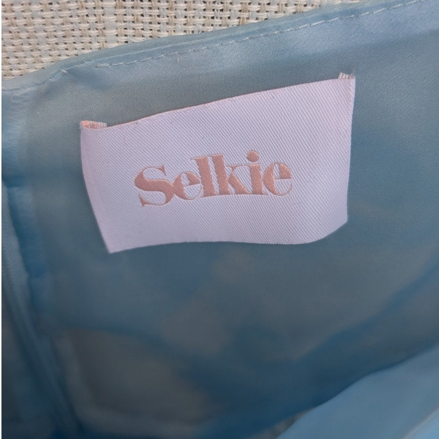 Selkie Blue Organza Head in the Clouds French Puff Short Dress, size L