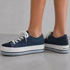 Michael Kors Ronnie Platform Sneaker Womens 9.5M Blue Denim Logo Lace Up Low Top