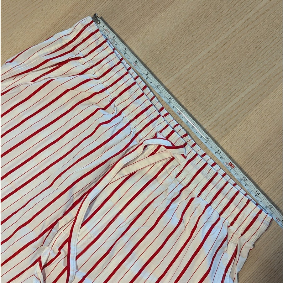 J.Crew Pajama Set in Cotton Poplin Womens M Ivory/Red Stripe Shirt & Pants NWOT