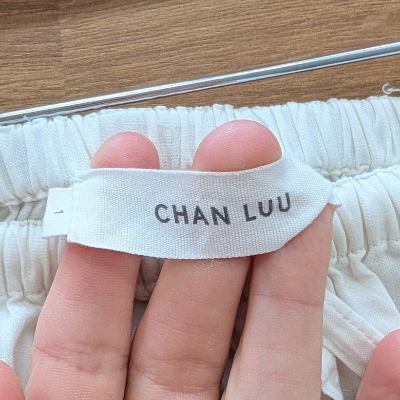 Chan Luu Million Pleats Bubble Skirt Womens 1/S White Cotton Drop Waist Midi