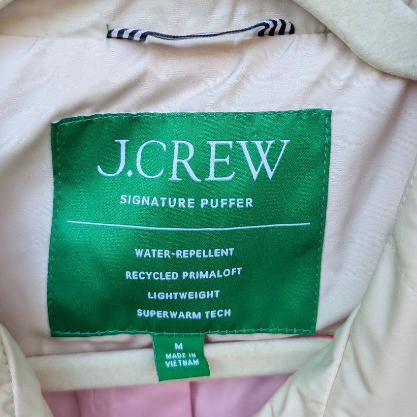 J.Crew Quilted Lady Classic Fit Cream Shirt Jacket with PrimaLoft®, size M