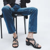 Rag & Bone Geo Stud Block Heeled Sandals Womens 8 Black Leather Wrap Like New