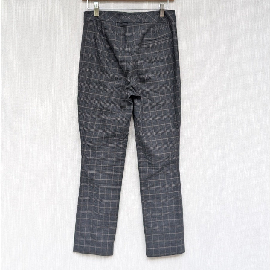 Bailey 44 Gray Cotton Check Plaid Straight Leg Ankle Trouser Pants, size 6