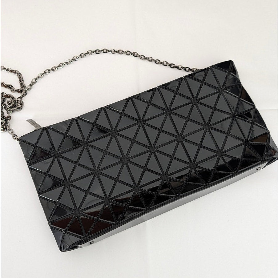 Bao Bao Issey Miyake Prism Chain Clutch Black PVC Shoulder Bag