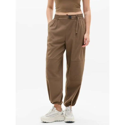 Athleta Highland High Rise Brown Parachute Utility Pants in Clay, size L