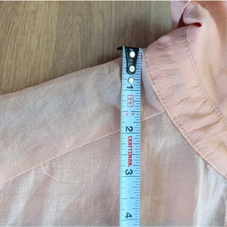 English Factory Shirt Womens S Peach Sheer Button-up Tie Waist Long Sleeve Long