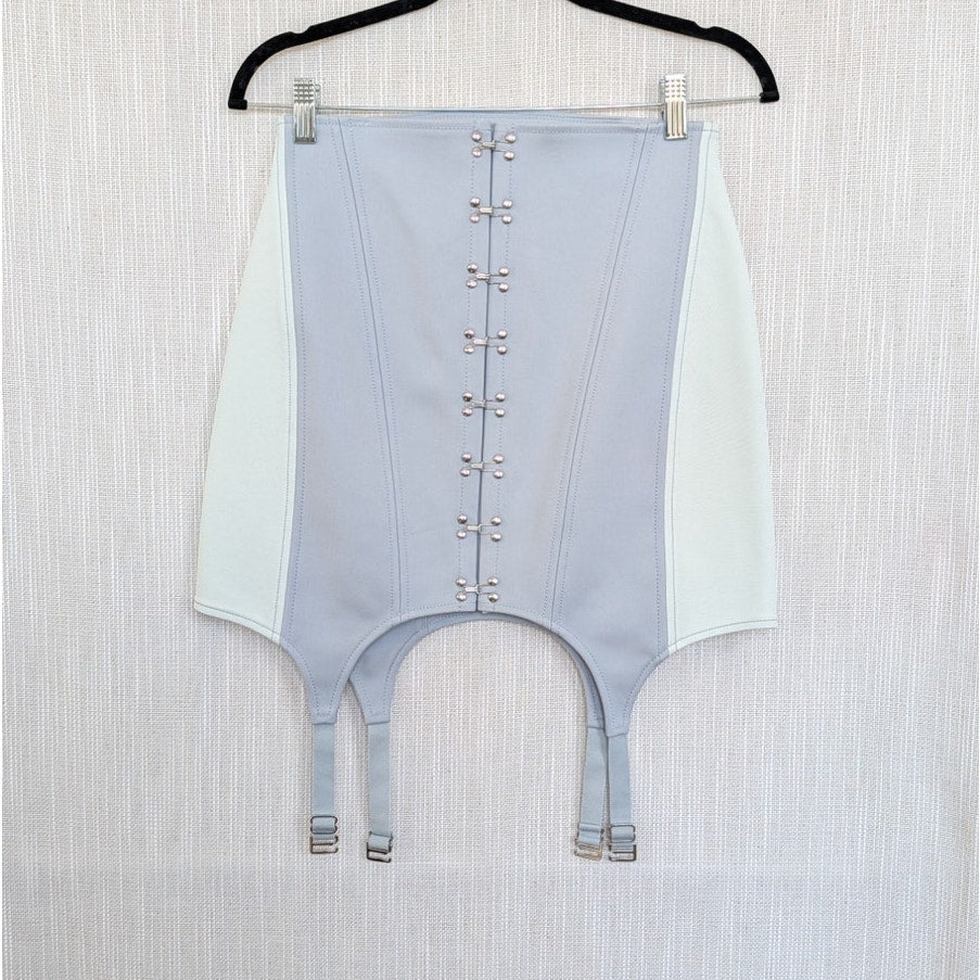 Dion Lee Corset Garter Mini Skirt Womens 6 Blue Jersey Pencil Straight NWT