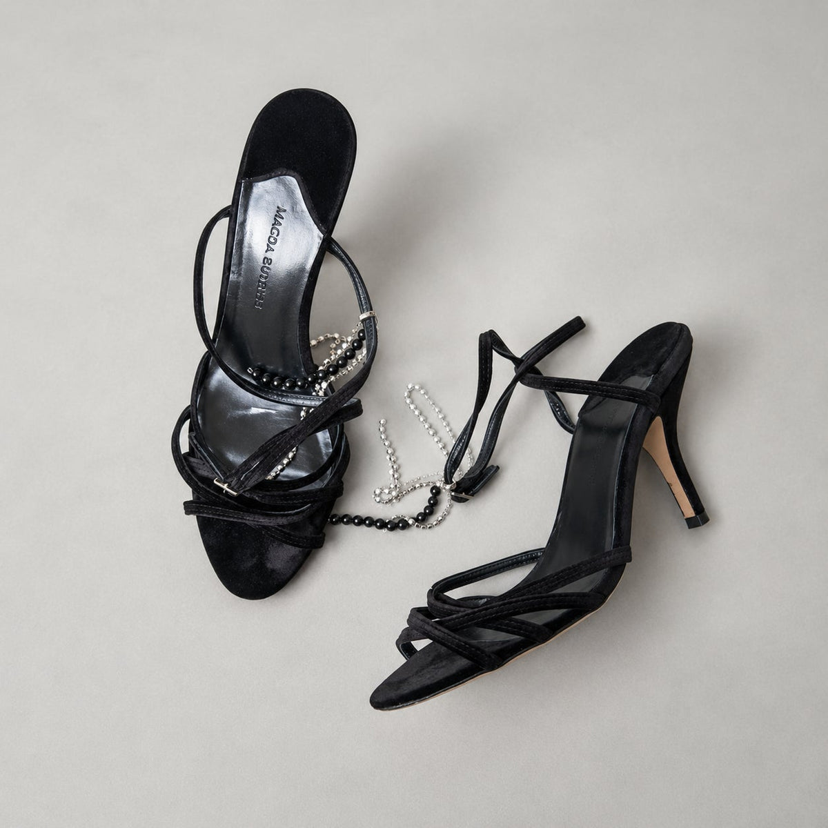 Magda Butrym Berlin Crystal Velvet Sandals Heeled Italy Shoes, size 40/US 10