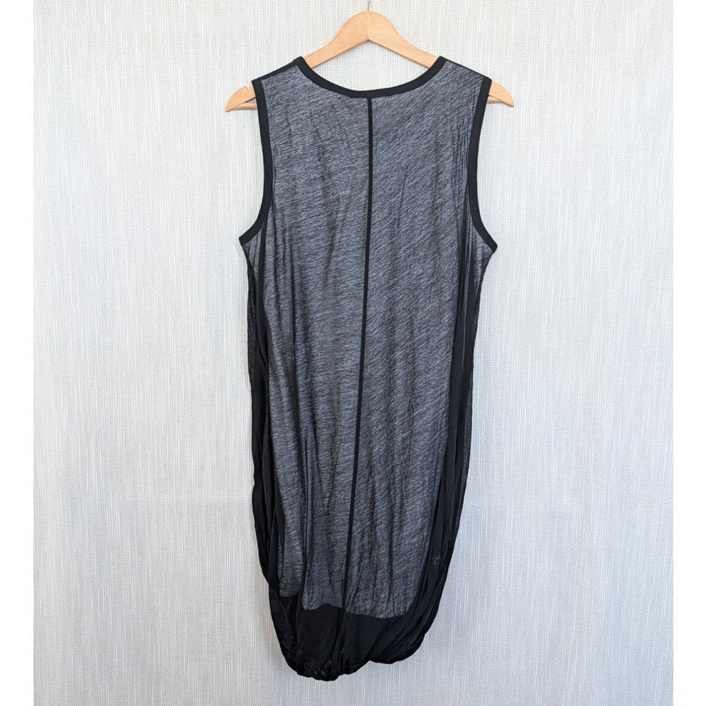 Helmut Lang Sheer-Overlay Jersey Bubble Dress Womens M Sleeveless Tank Style NWT