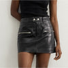Anine Bing Steel Mini Skirt Womens S Black 100% Lamb Leather Zipper NWT