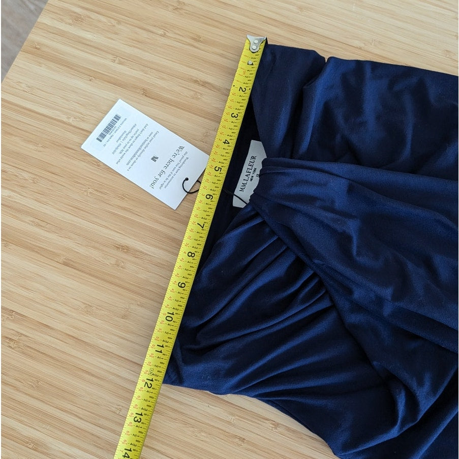 NWT MM. Lafleur The Minetta 2.0 Navy High Waist Midi Draped Skirt, size XS