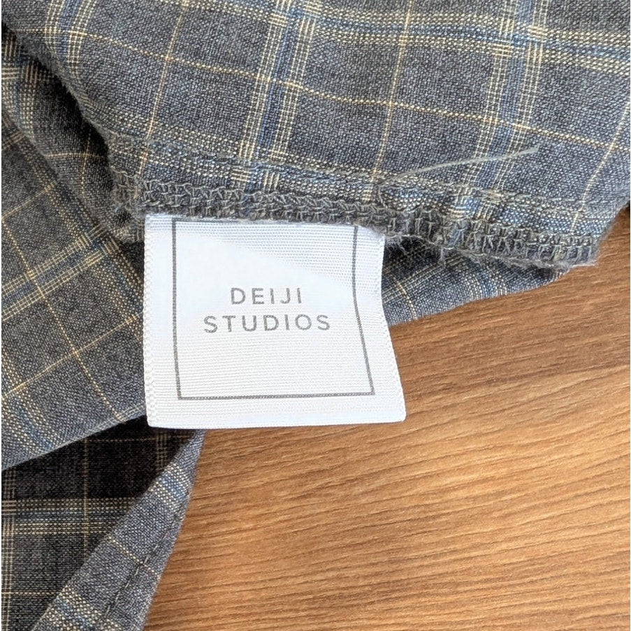 Deiji Studios Wool Check Shirt in Everyday Check Women's XS Gray Plaid Oversized