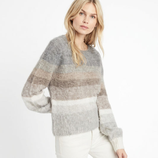 Banana Republic Vernice Ombre Alpaca Blend Striped Long Sleeve Sweater, size M