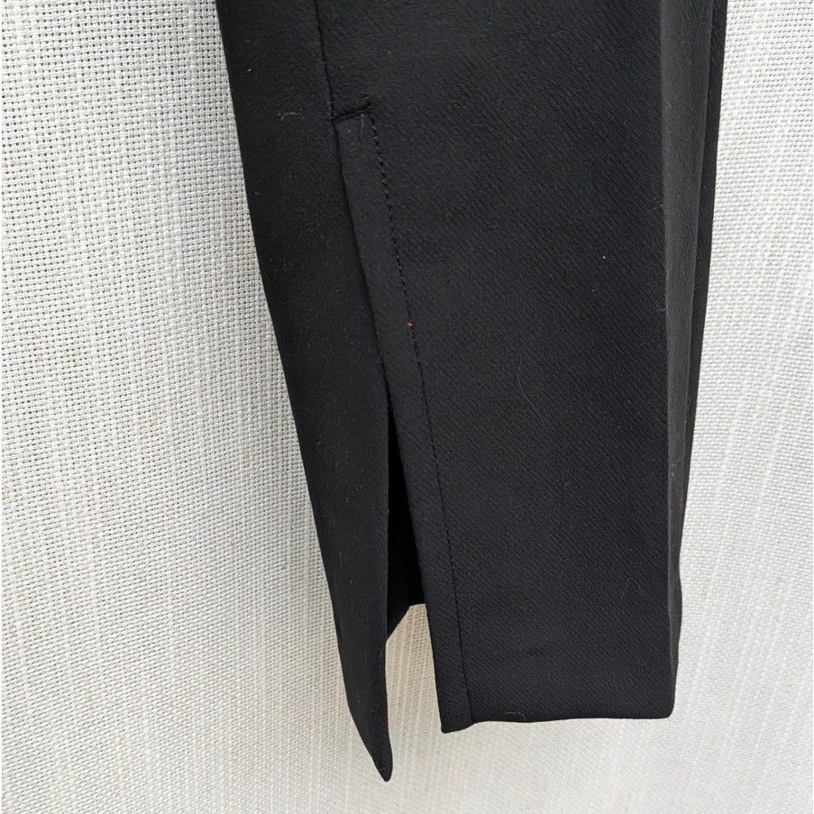 Zara Pants Womens XS Full Length Trousers Black Pleated Straight Leg Ankle Slit